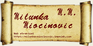 Milunka Miočinović vizit kartica